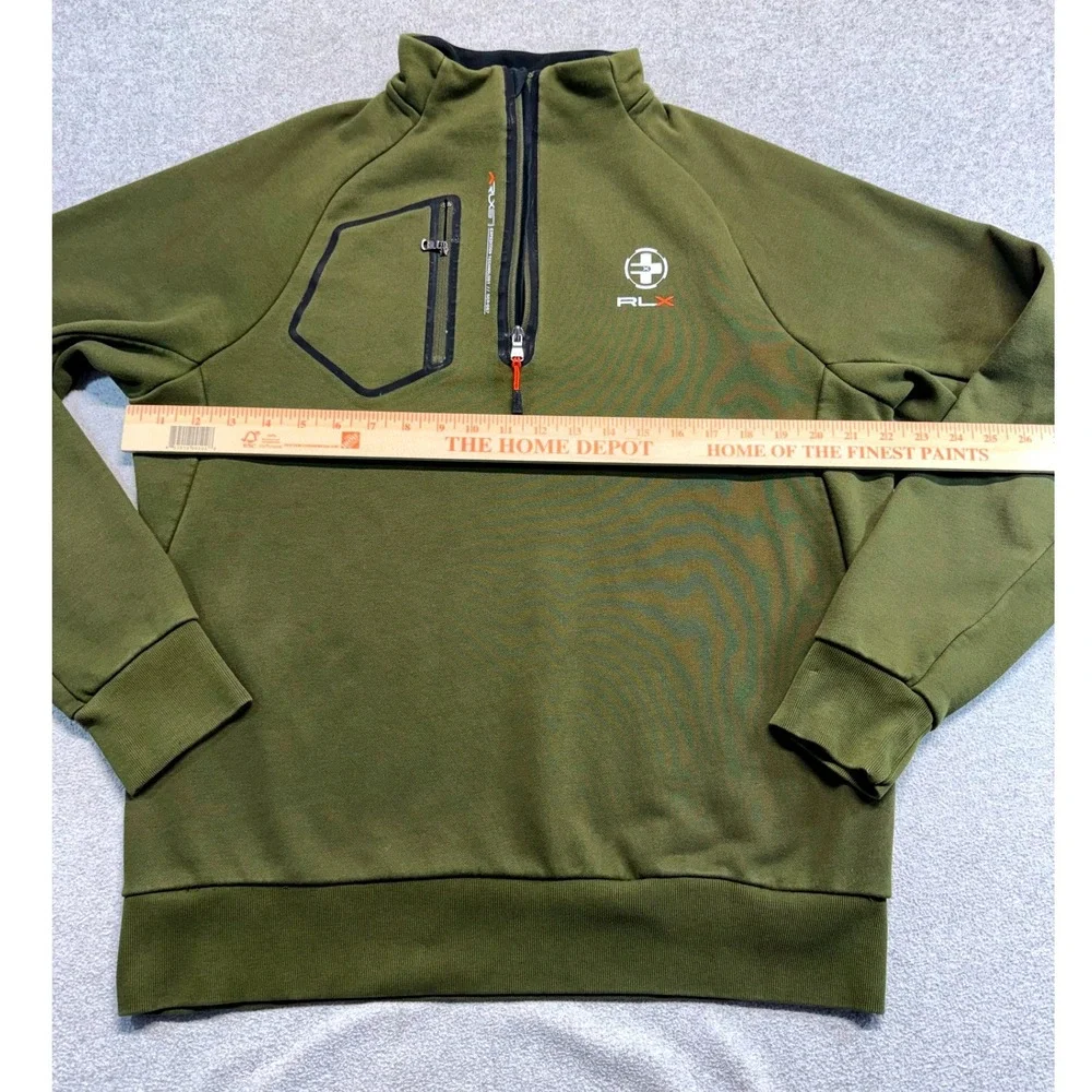 RLX Ralph Lauren Quarter Zip Mens Large Olive Green Expedition Tech Pullover
